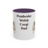 11oz Pembroke Welsh Corgi Dog Dad Mug, Purple, front view