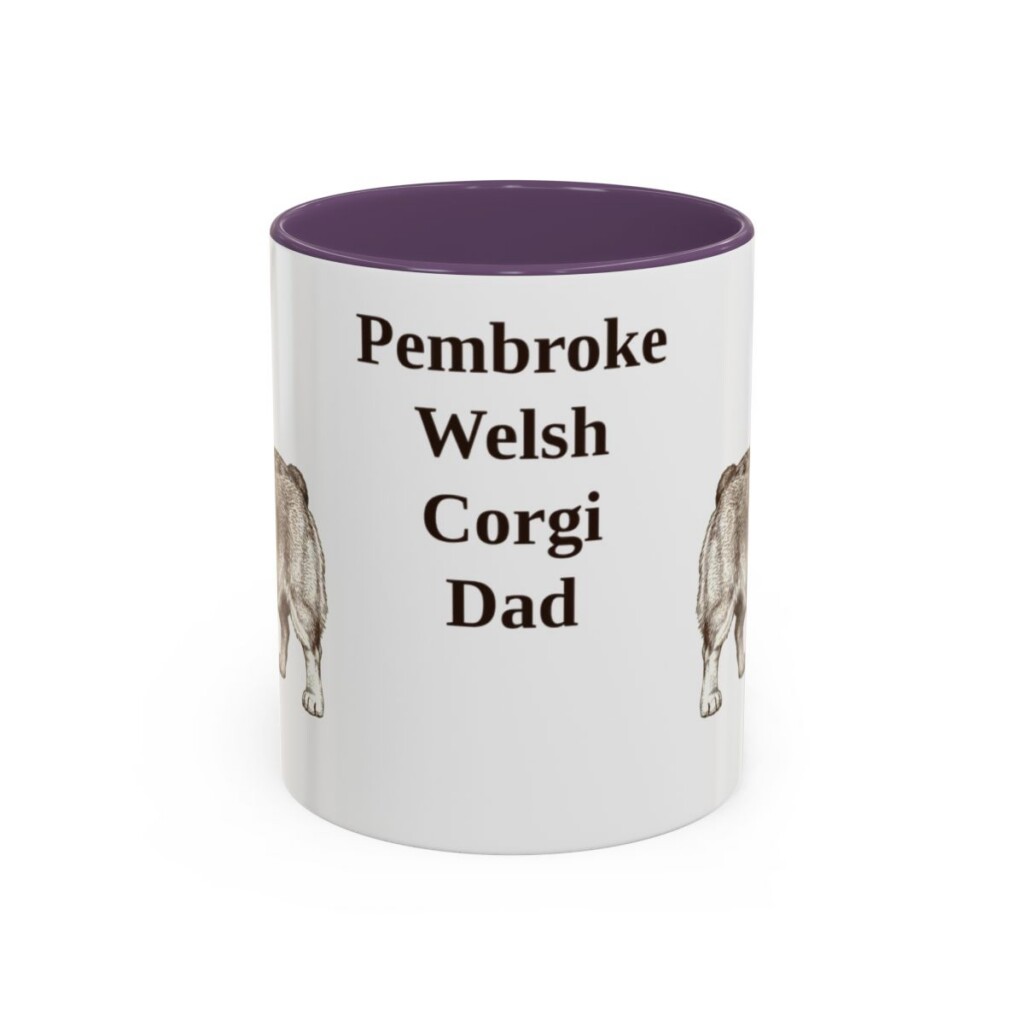 11oz Pembroke Welsh Corgi Dog Dad Mug, Purple, front view