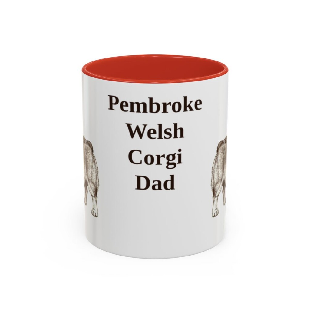 11oz Pembroke Welsh Corgi Dog Dad Mug, Red, front view