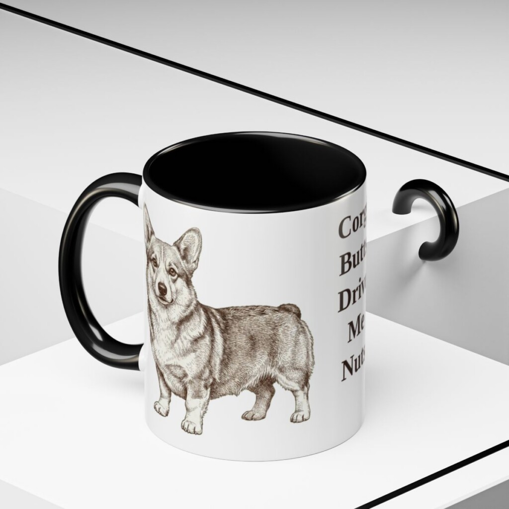 11oz-pembroke-welsh-corgi-mug-humor-black-context-2 11oz Funny Pembroke Welsh Corgi Mug, Black, lifestyle photo