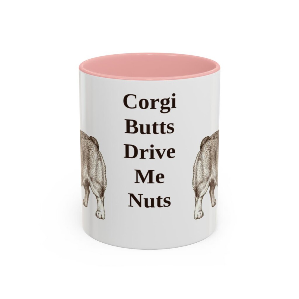 11oz-pembroke-welsh-corgi-mug-humor-pink 11oz Funny Pembroke Welsh Corgi Mug, Pink, front view