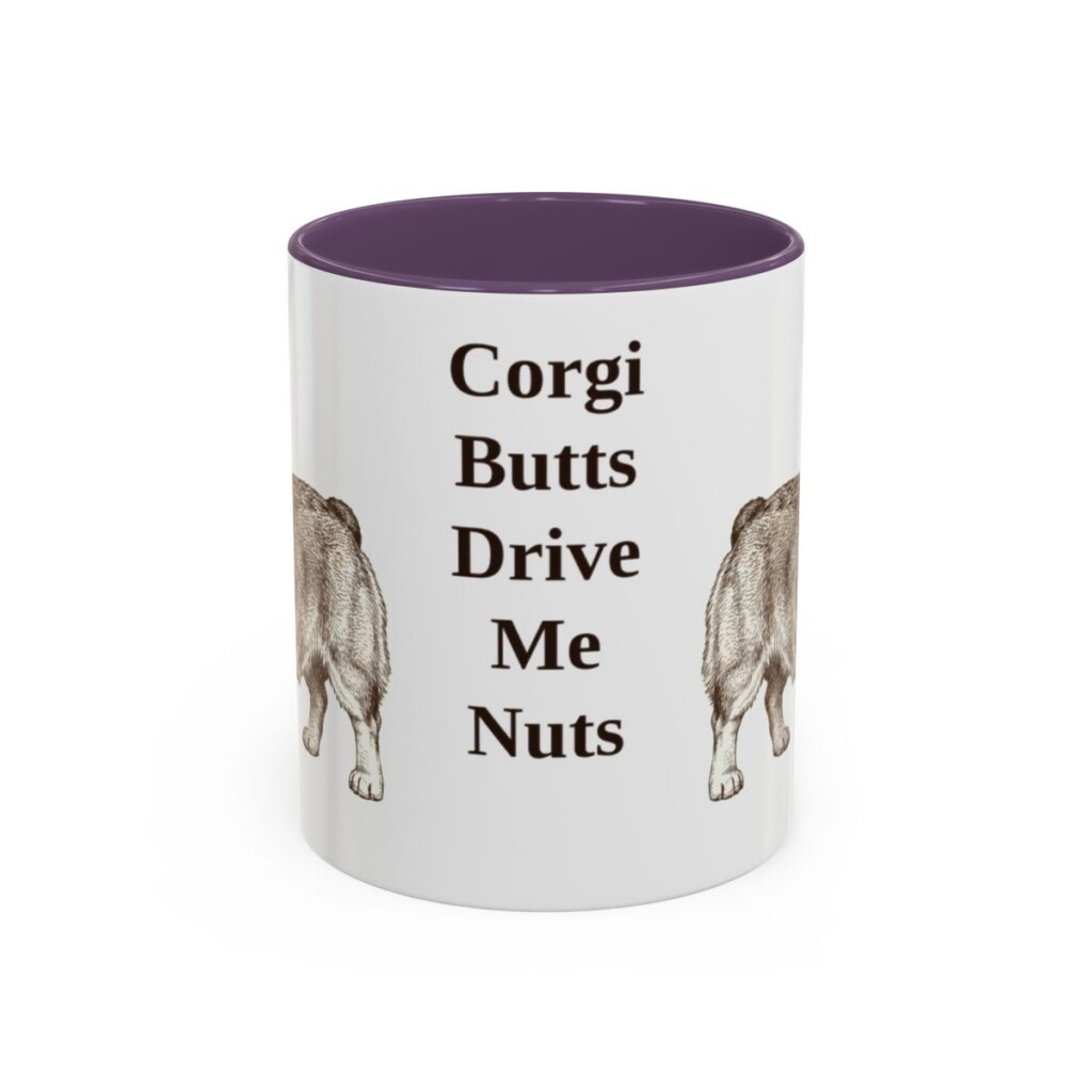 11oz-pembroke-welsh-corgi-mug-humor-purple 11oz Funny Pembroke Welsh Corgi Mug, Purple, front view