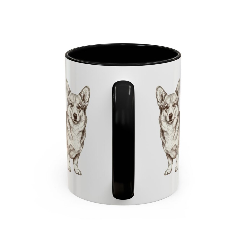 11oz Pembroke Welsh Corgi Latin Mug, Black, back view