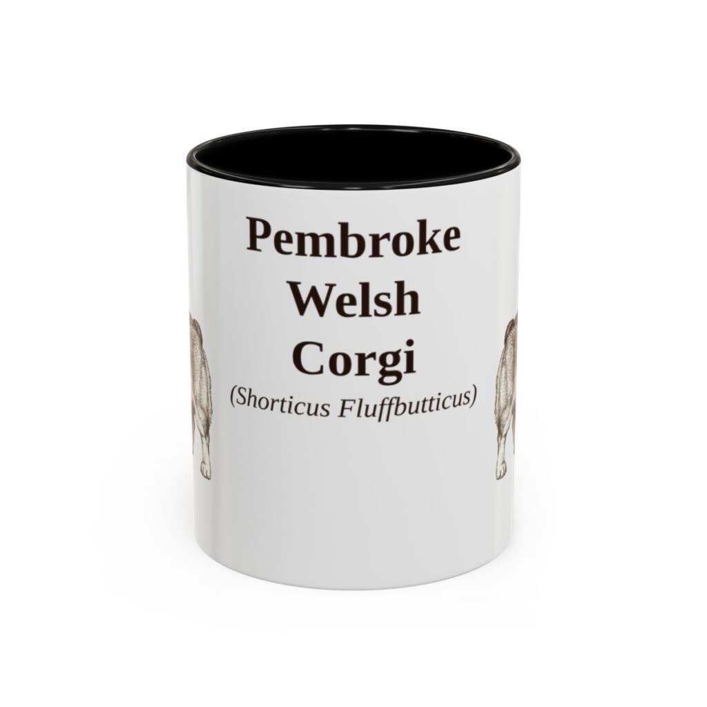 11oz Pembroke Welsh Corgi Latin Mug, Black, front view
