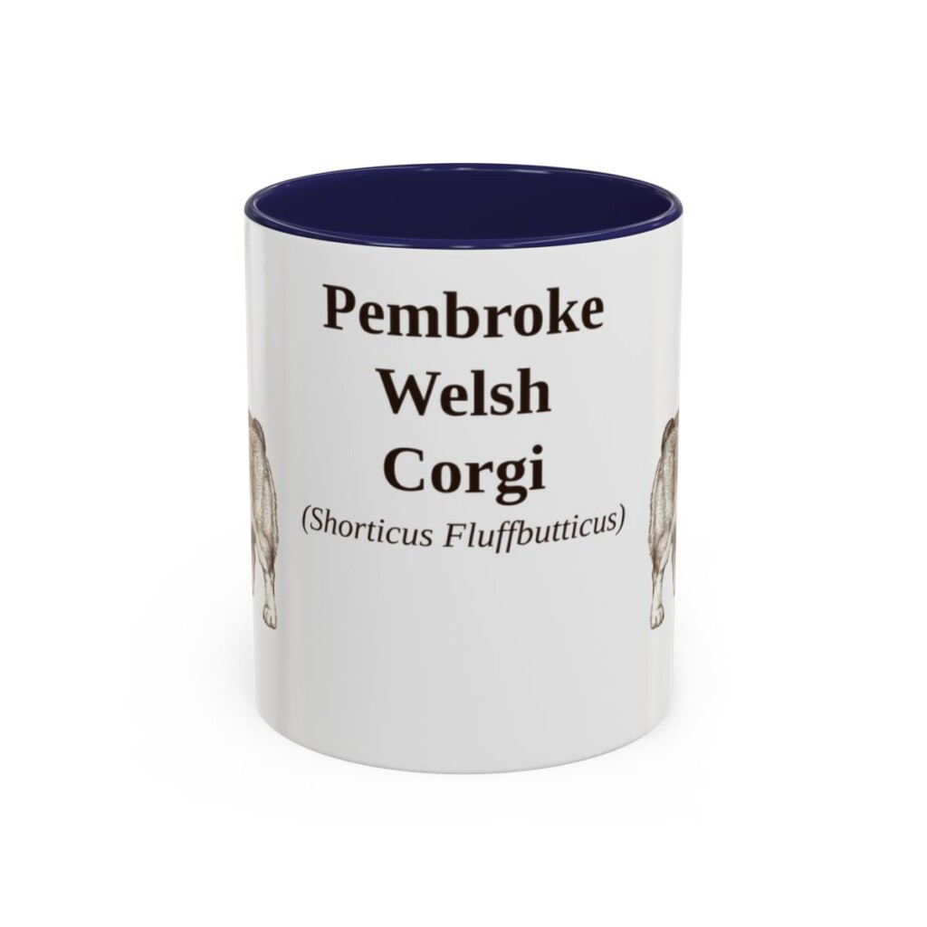 11oz Pembroke Welsh Corgi Latin Mug, Navy, front view