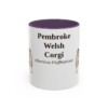 11oz Pembroke Welsh Corgi Latin Mug, Purple, front view