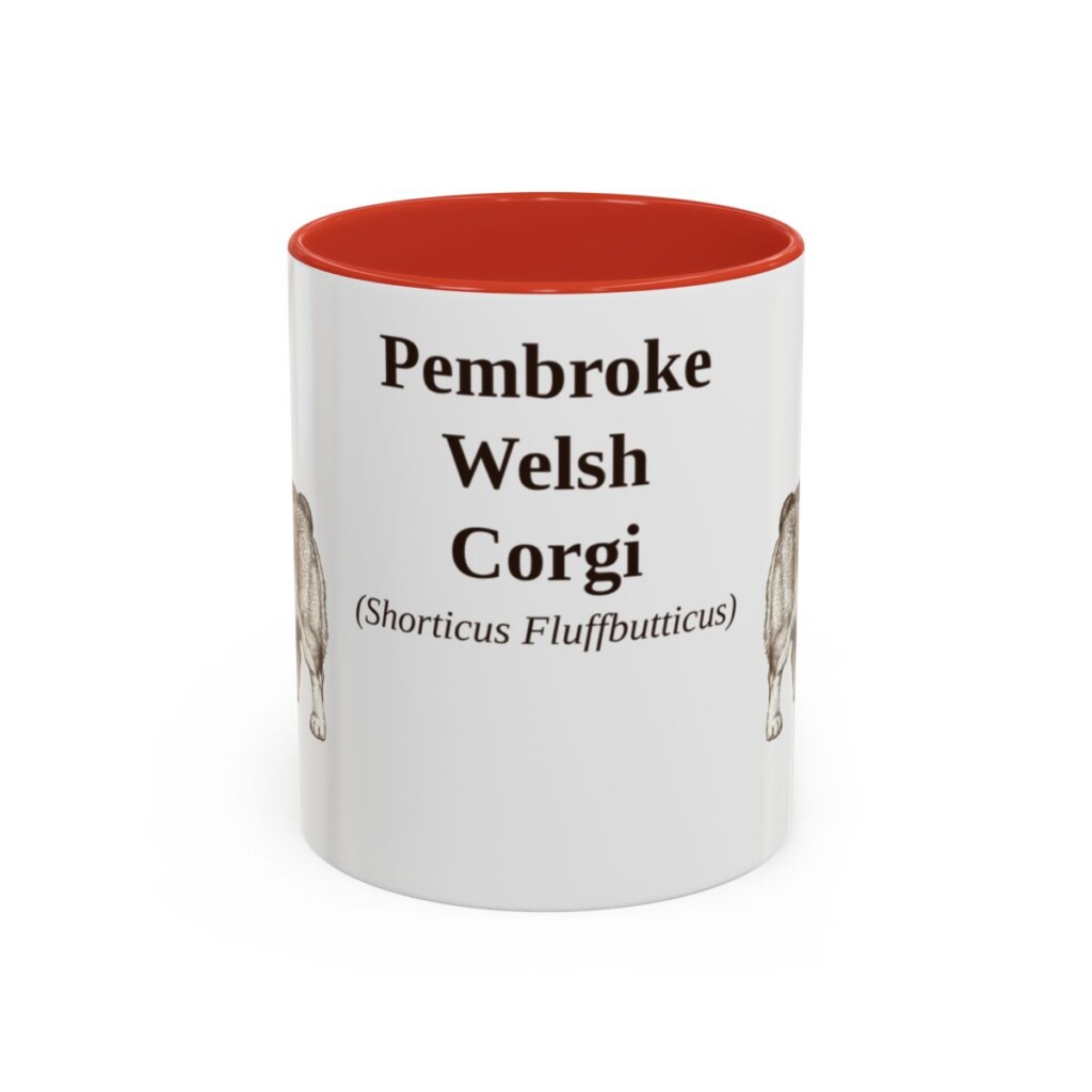 11oz Pembroke Welsh Corgi Latin Mug, Red, front view
