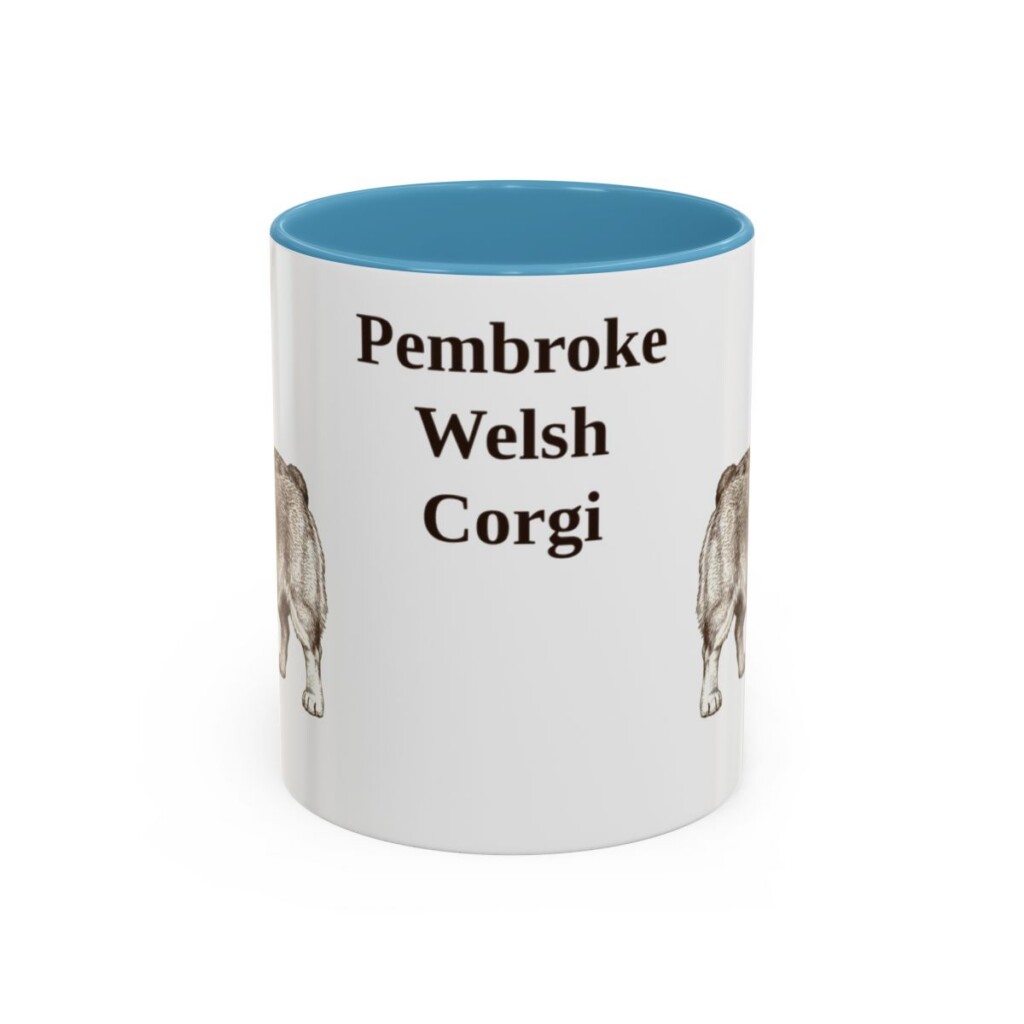 11oz Pembroke Welsh Corgi Mug, Light Blue, front view