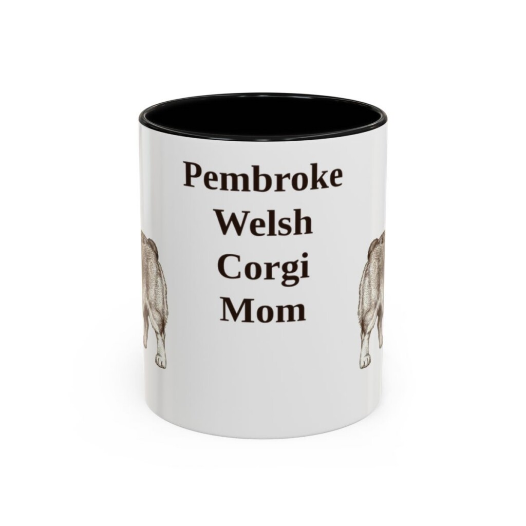 11oz-pembroke-welsh-corgi-mug-mom-black-front 11oz Pembroke Welsh Corgi Dog Mom Mug, Black, front view
