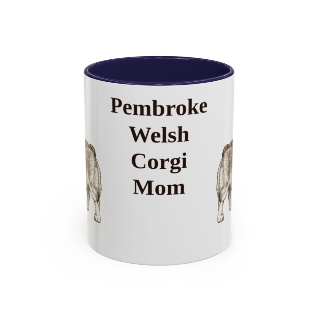 11oz-pembroke-welsh-corgi-mug-mom-navy 11oz Pembroke Welsh Corgi Dog Mom Mug, Navy, front view