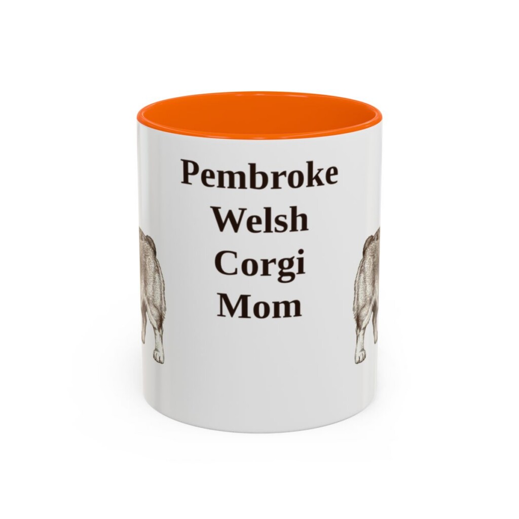 11oz-pembroke-welsh-corgi-mug-mom-orange 11oz Pembroke Welsh Corgi Dog Mom Mug, Orange, front view