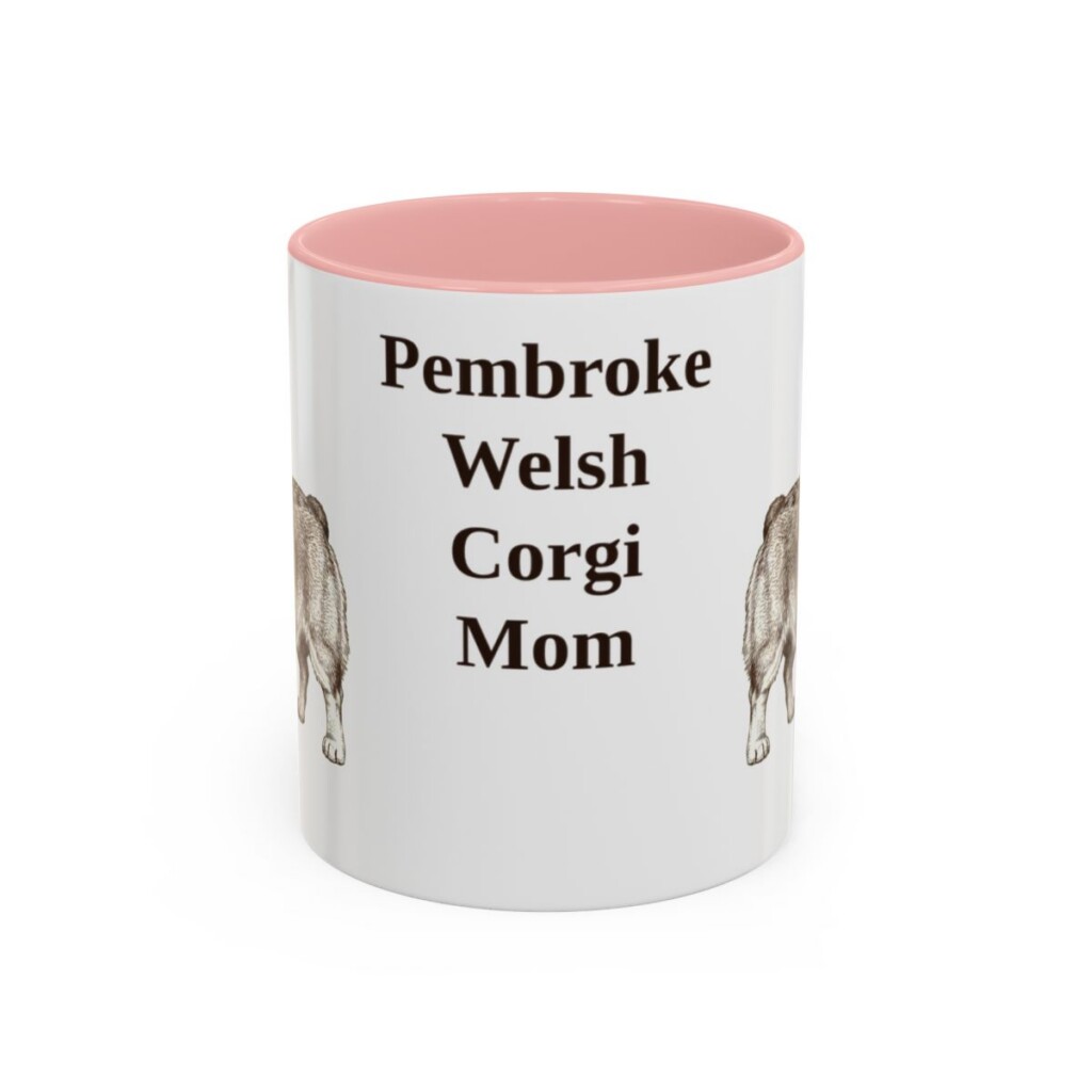 11oz-pembroke-welsh-corgi-mug-mom-pink 11oz Pembroke Welsh Corgi Dog Mom Mug, Pink, front view