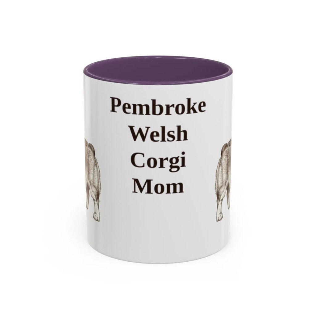 11oz-pembroke-welsh-corgi-mug-mom-purple 11oz Pembroke Welsh Corgi Dog Mom Mug, Purple, front view