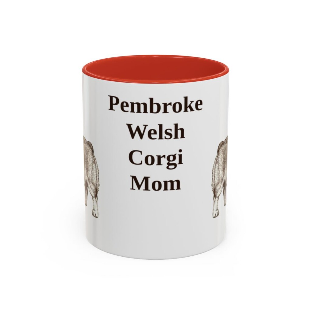 11oz-pembroke-welsh-corgi-mug-mom-red 11oz Pembroke Welsh Corgi Dog Mom Mug, Red, front view