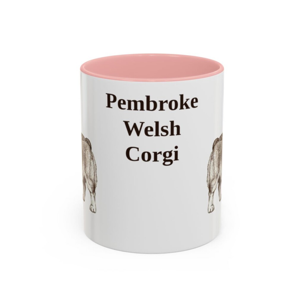 11oz Pembroke Welsh Corgi Mug, Pink, front view