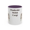 11oz Pembroke Welsh Corgi Mug, Purple, front view