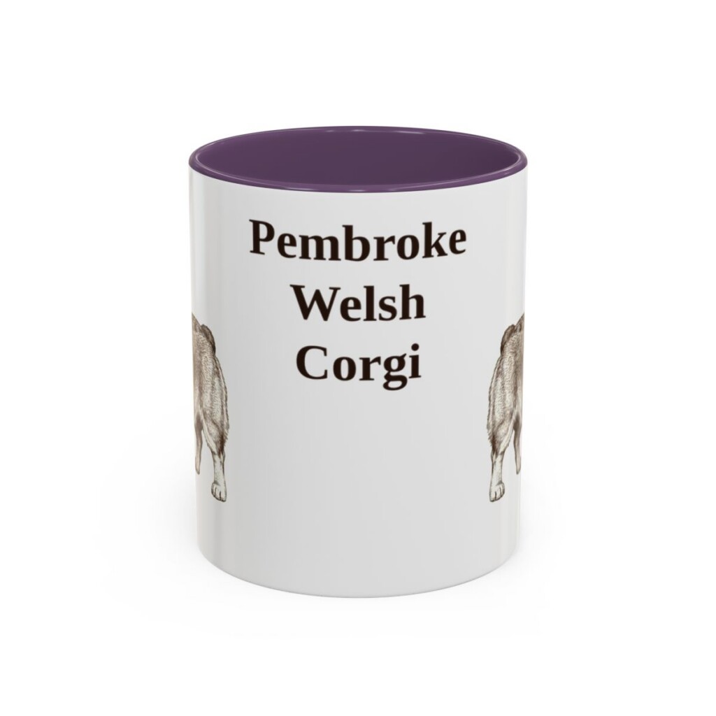 11oz Pembroke Welsh Corgi Mug, Purple, front view