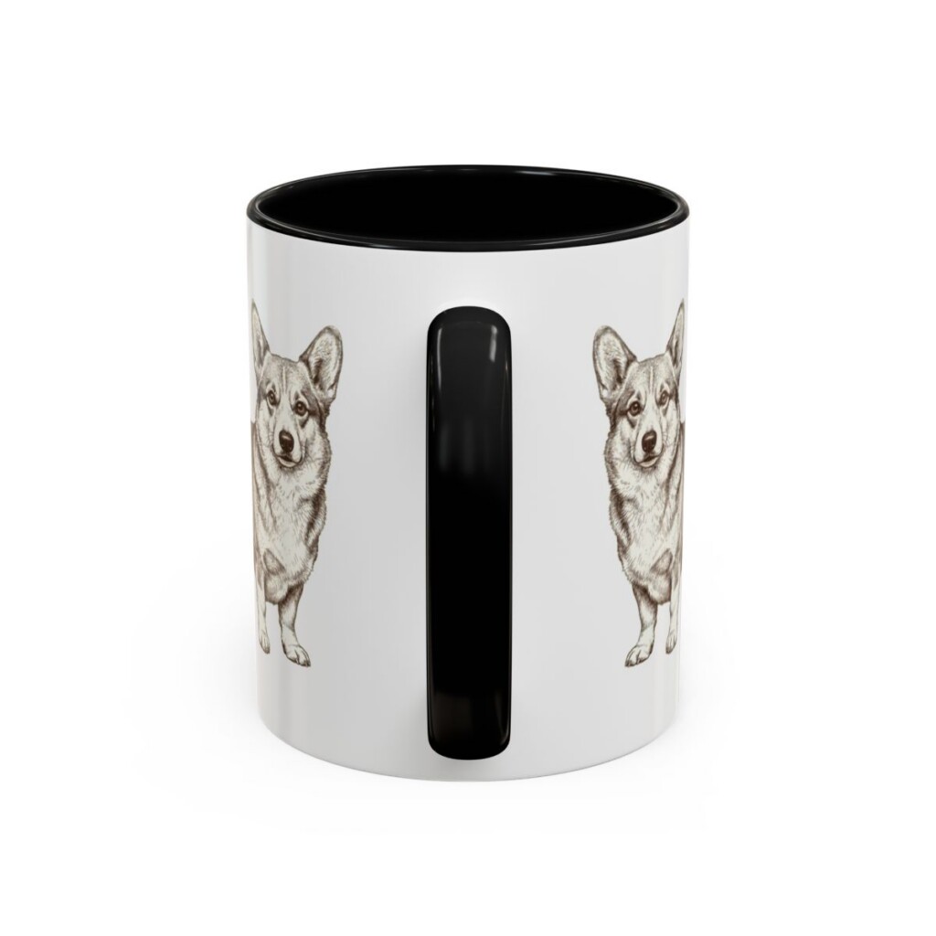 11oz Pembroke Welsh Corgi Mug, Black, back view