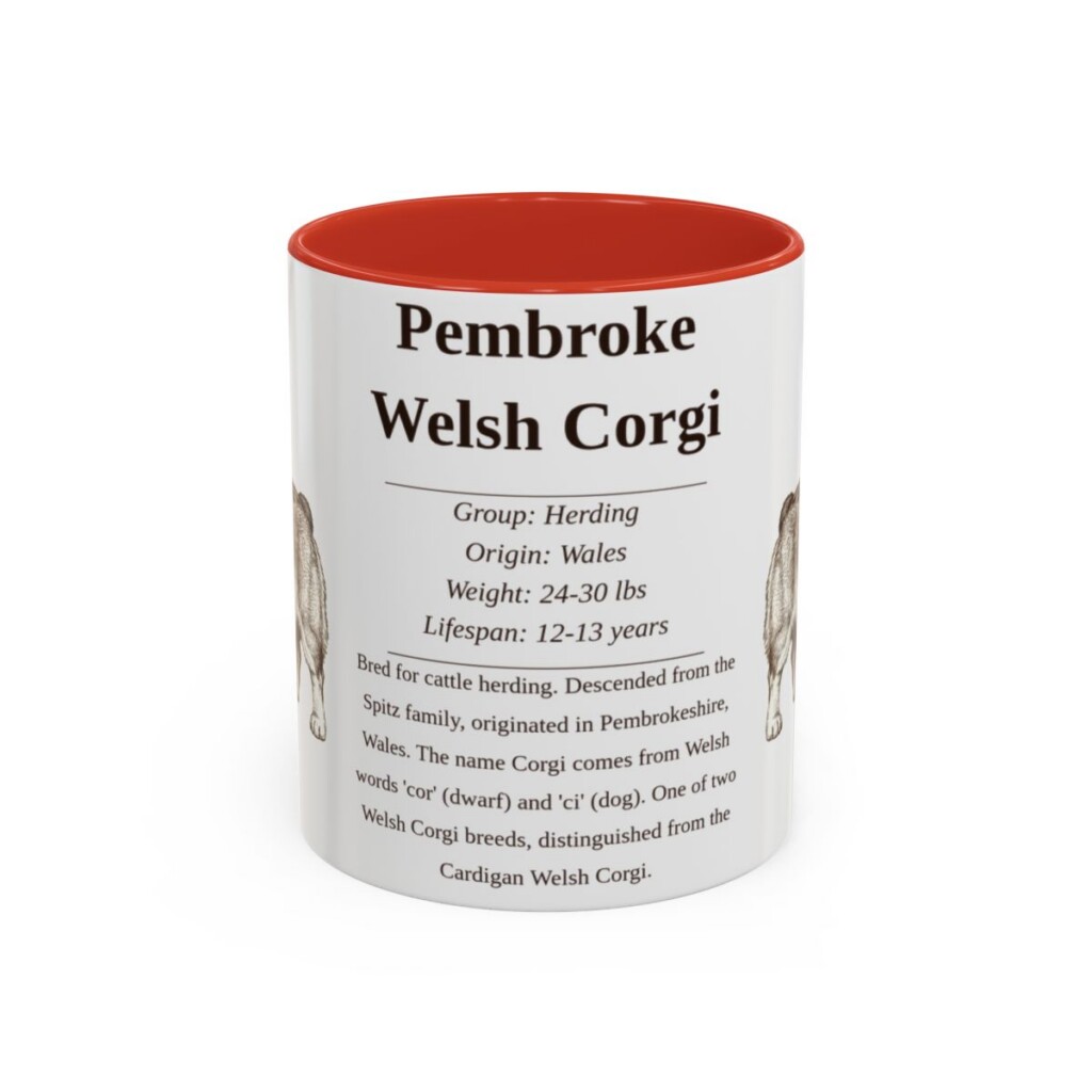 11oz Pembroke Welsh Corgi Mug, Red, front view