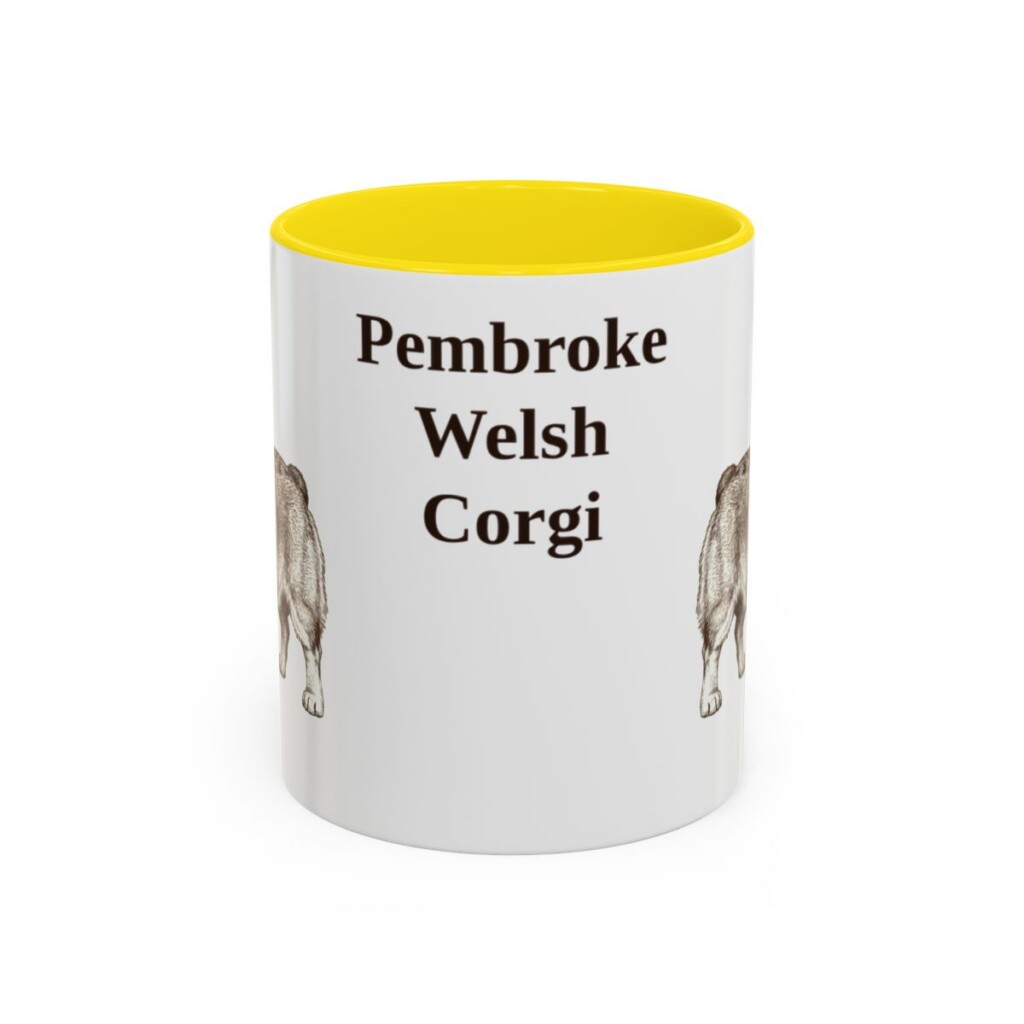11oz Pembroke Welsh Corgi Mug, Yellow, front view