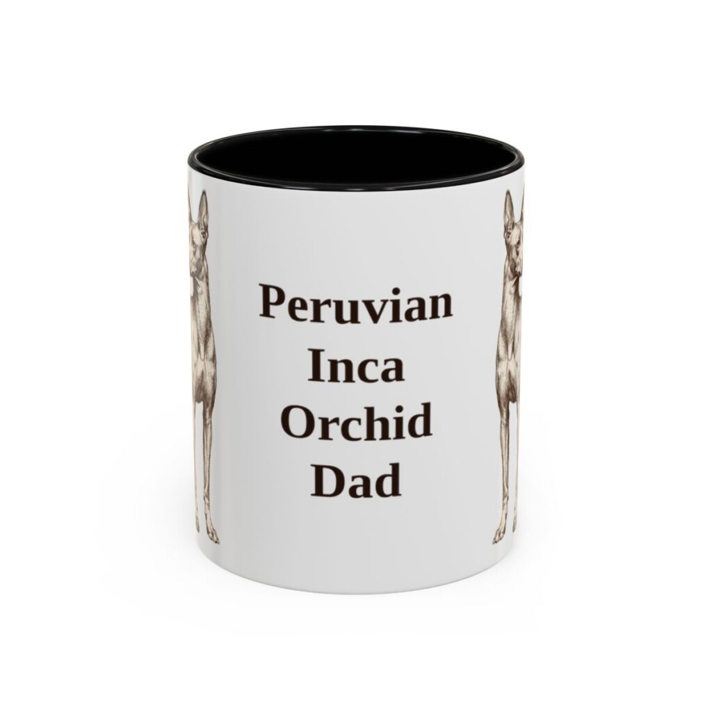 11oz Peruvian Inca Orchid Dog Dad Mug, Black, front view