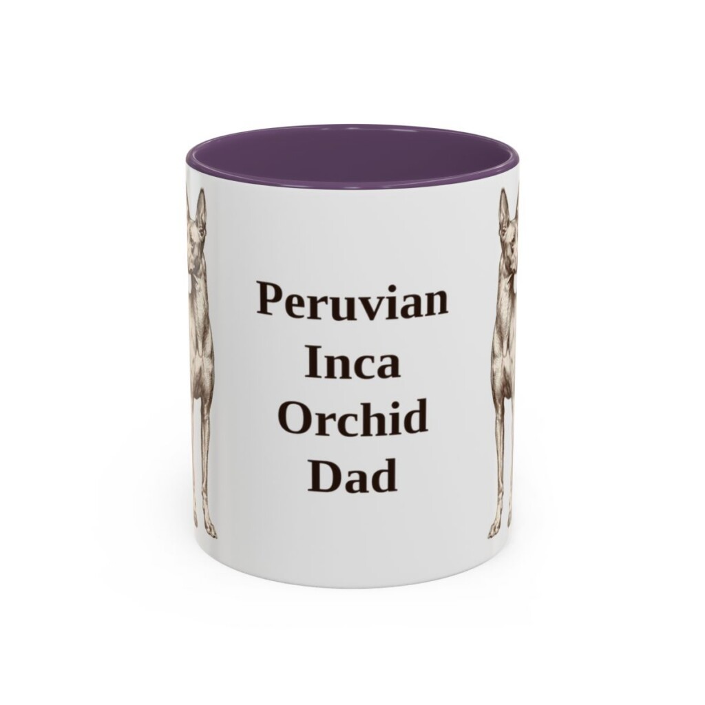 11oz Peruvian Inca Orchid Dog Dad Mug, Purple, front view