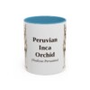 11oz Peruvian Inca Orchid Latin Mug, Light Blue, front view