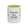 11oz Peruvian Inca Orchid Latin Mug, Light Green, front view