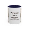11oz Peruvian Inca Orchid Latin Mug, Navy, front view