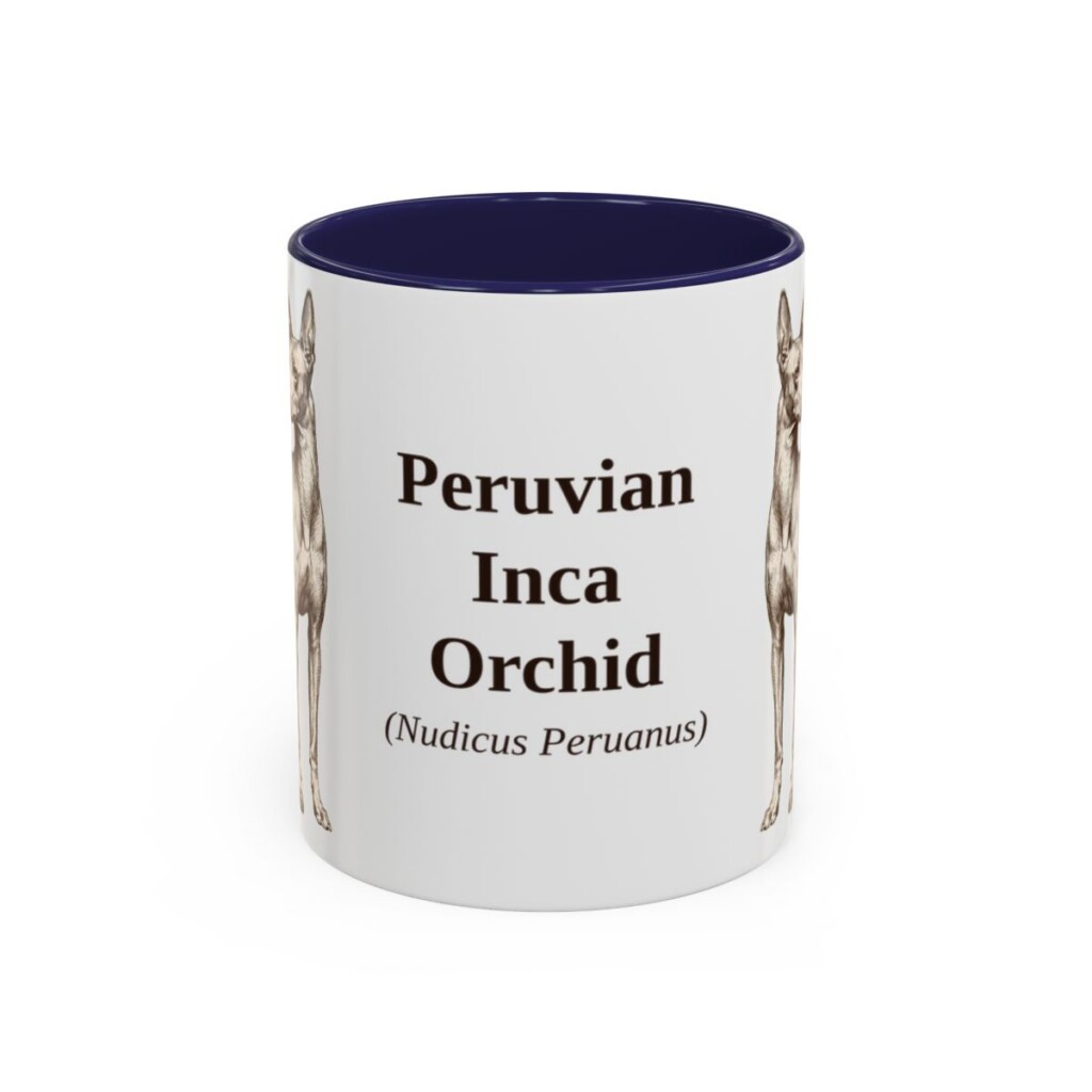 11oz Peruvian Inca Orchid Latin Mug, Navy, front view