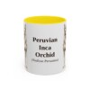 11oz Peruvian Inca Orchid Latin Mug, Yellow, front view