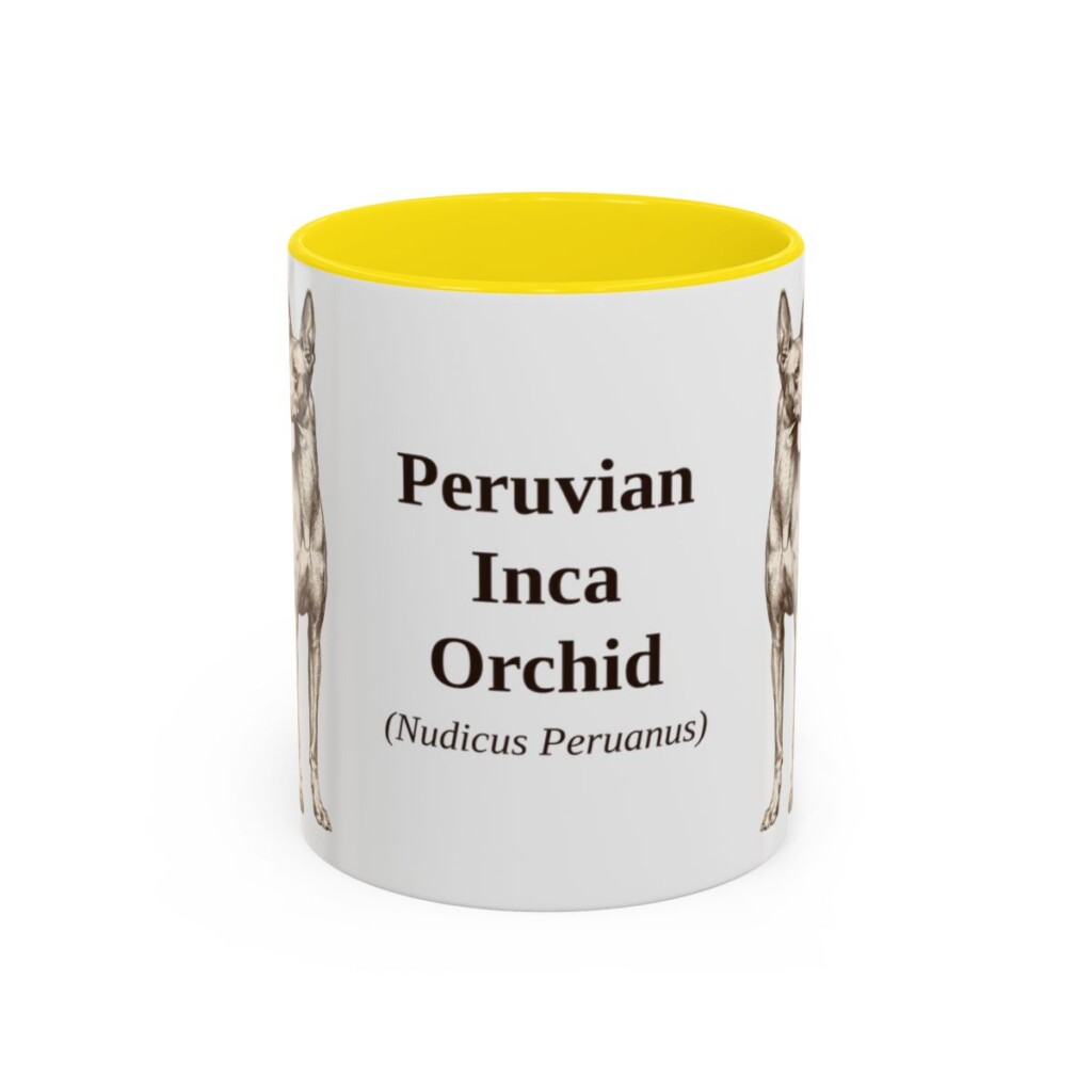 11oz Peruvian Inca Orchid Latin Mug, Yellow, front view