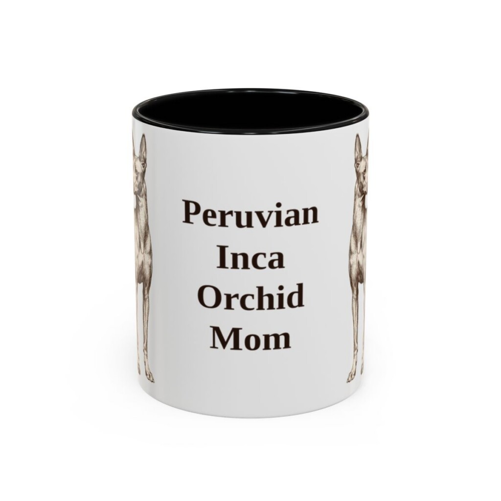 11oz Peruvian Inca Orchid Dog Mom Mug, Black, front view