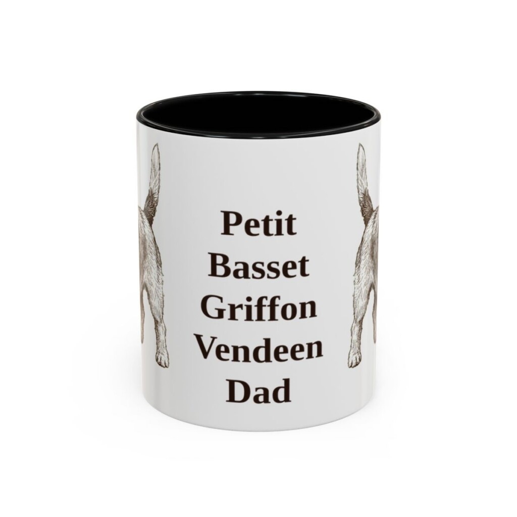 11oz Petit Basset Griffon Vendeen Dog Dad Mug, Black, front view
