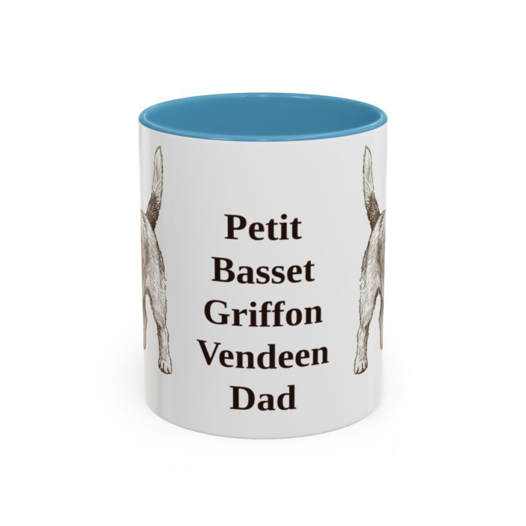 11oz Petit Basset Griffon Vendeen Dog Dad Mug, Light Blue, front view