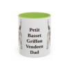 11oz Petit Basset Griffon Vendeen Dog Dad Mug, Light Green, front view