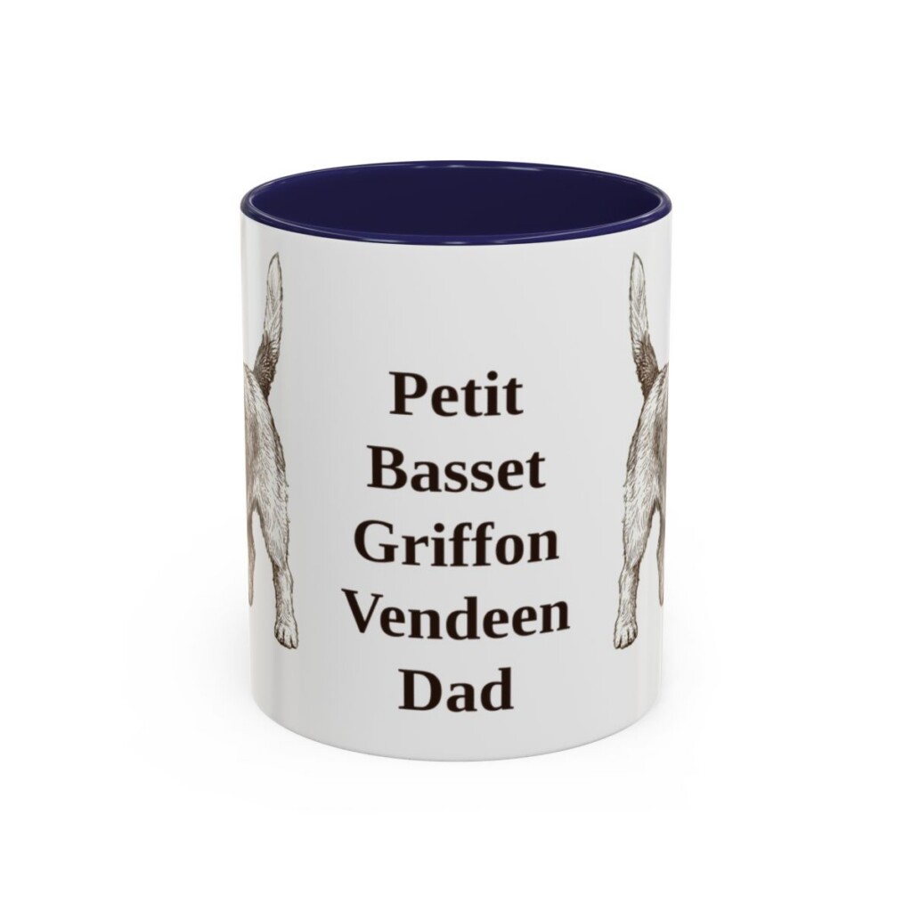 11oz Petit Basset Griffon Vendeen Dog Dad Mug, Navy, front view