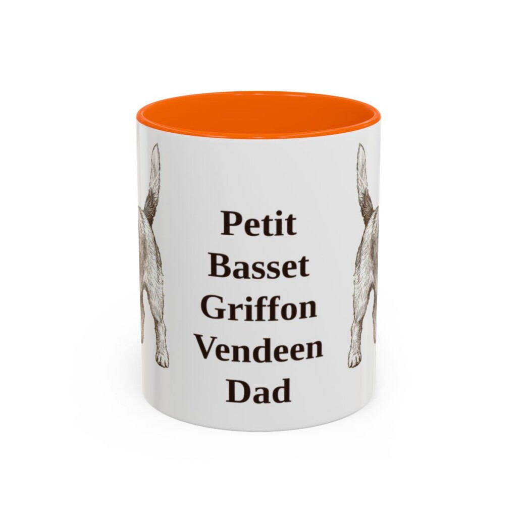 11oz Petit Basset Griffon Vendeen Dog Dad Mug, Orange, front view