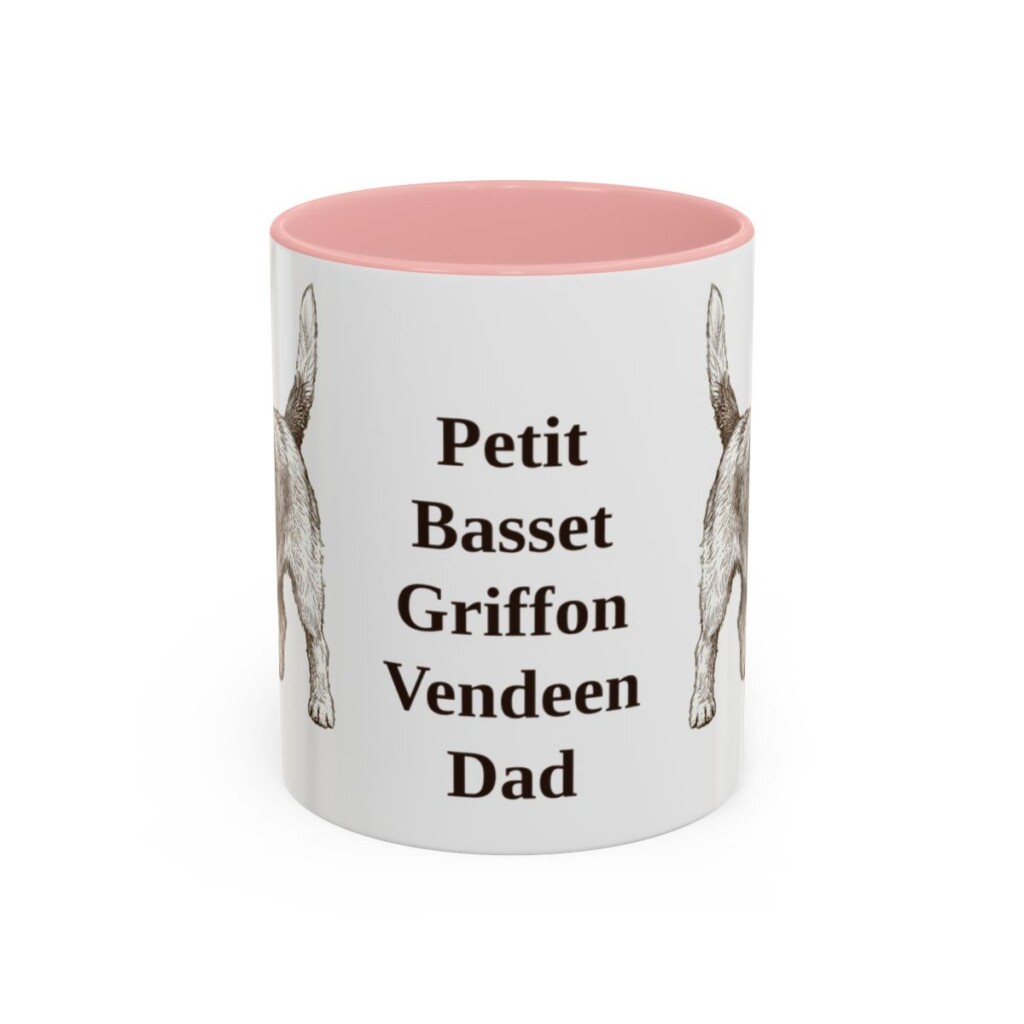 11oz Petit Basset Griffon Vendeen Dog Dad Mug, Pink, front view