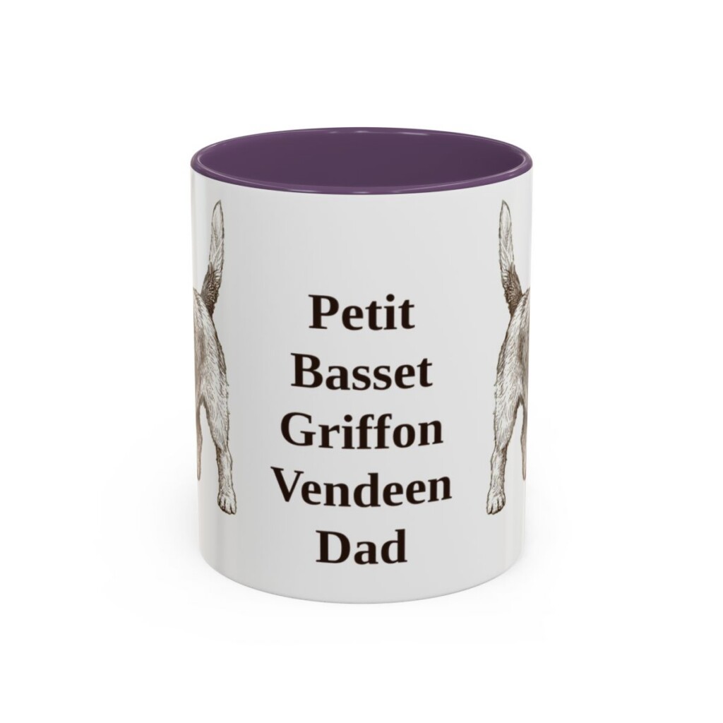 11oz Petit Basset Griffon Vendeen Dog Dad Mug, Purple, front view