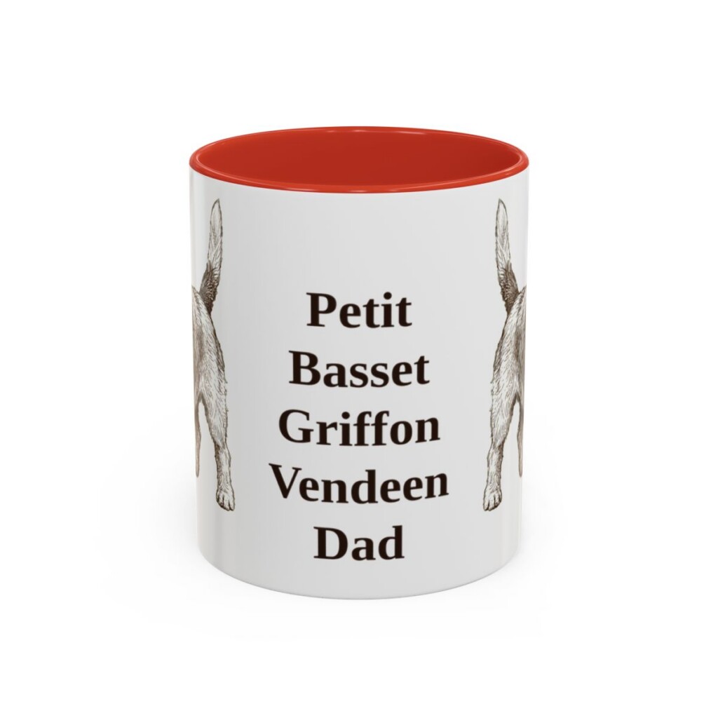 11oz Petit Basset Griffon Vendeen Dog Dad Mug, Red, front view