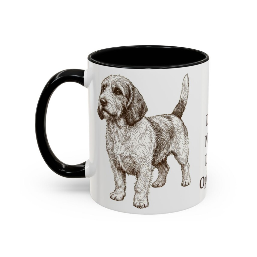 11oz Funny Petit Basset Griffon Vendeen Mug, Black, left side view
