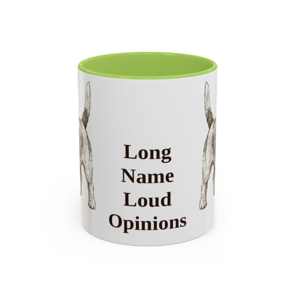 11oz Funny Petit Basset Griffon Vendeen Mug, Light Green, front view