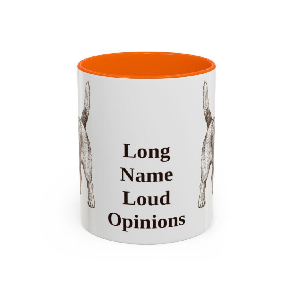 11oz Funny Petit Basset Griffon Vendeen Mug, Orange, front view
