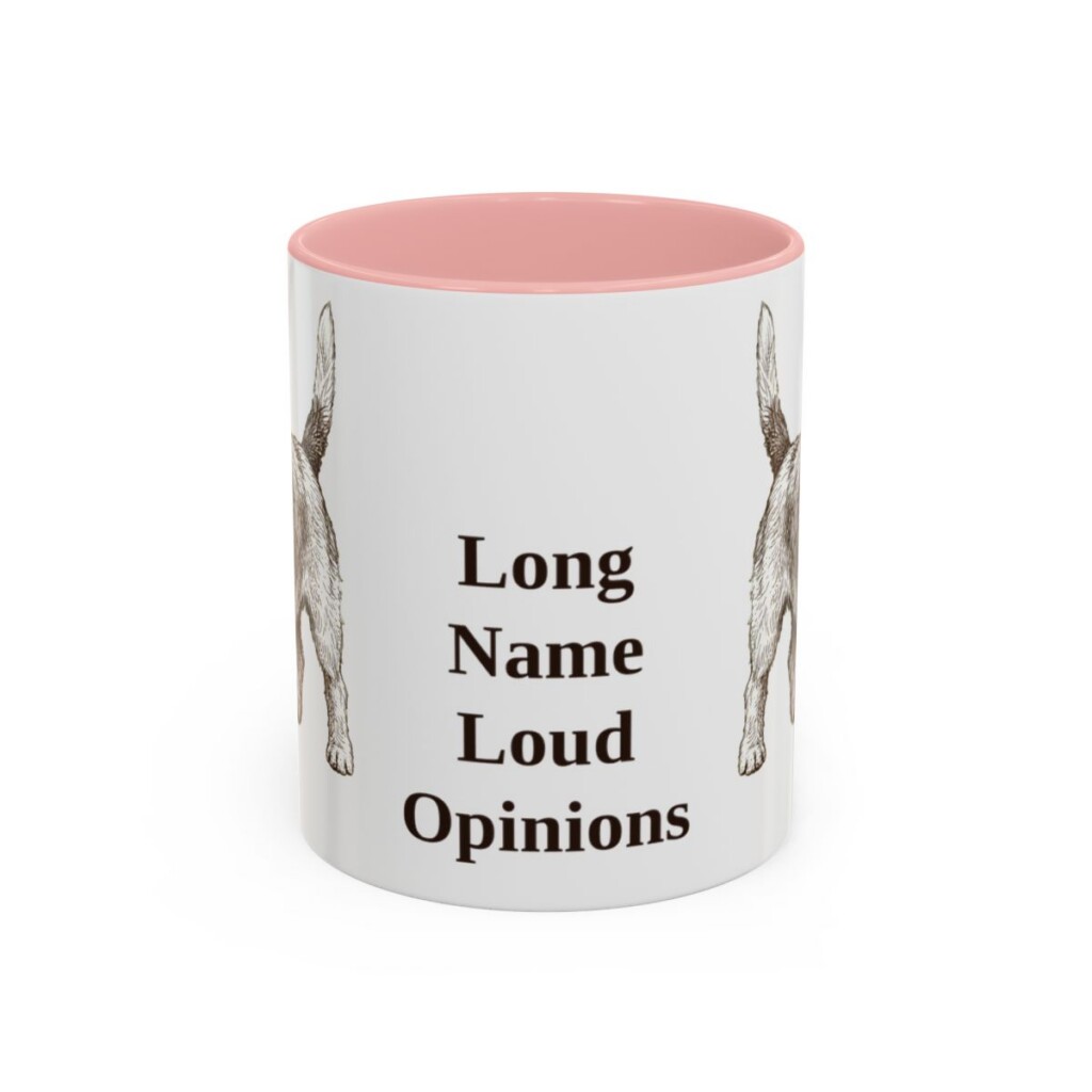 11oz Funny Petit Basset Griffon Vendeen Mug, Pink, front view