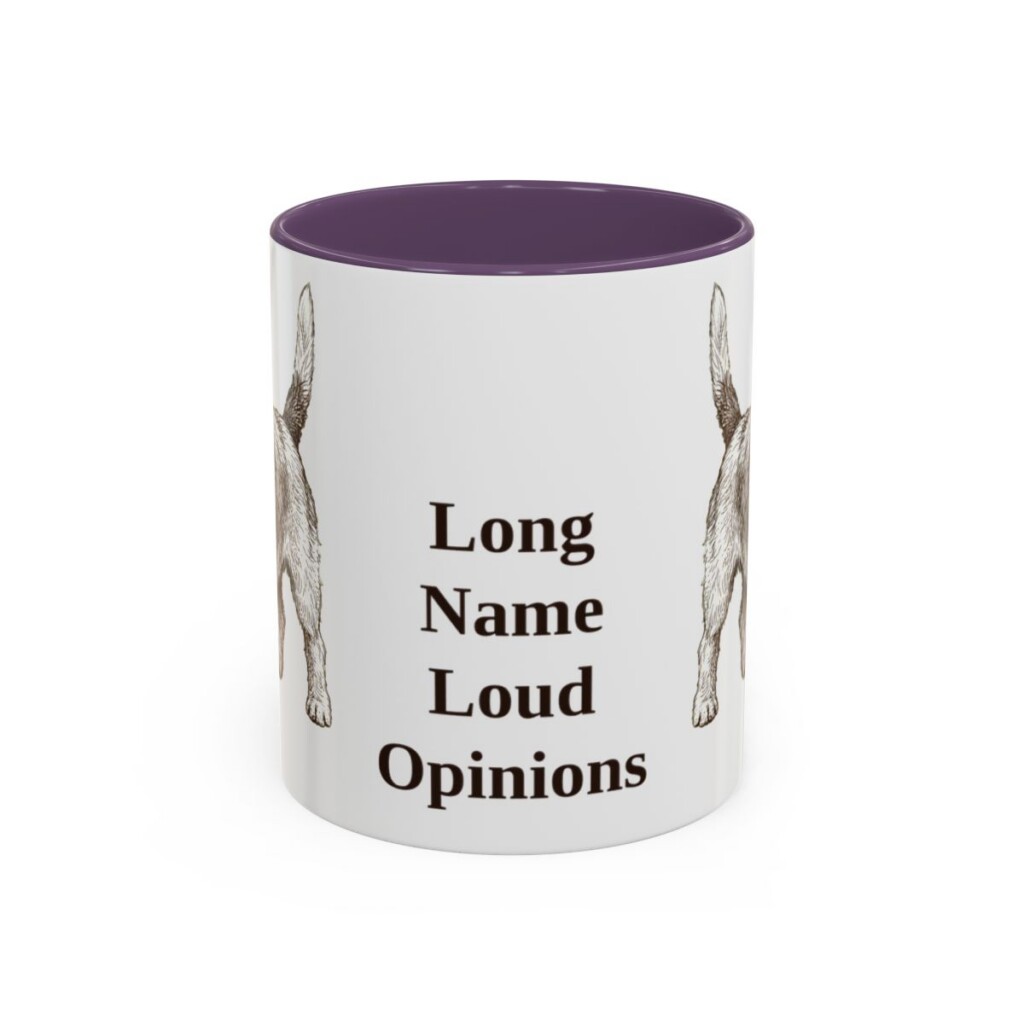 11oz Funny Petit Basset Griffon Vendeen Mug, Purple, front view
