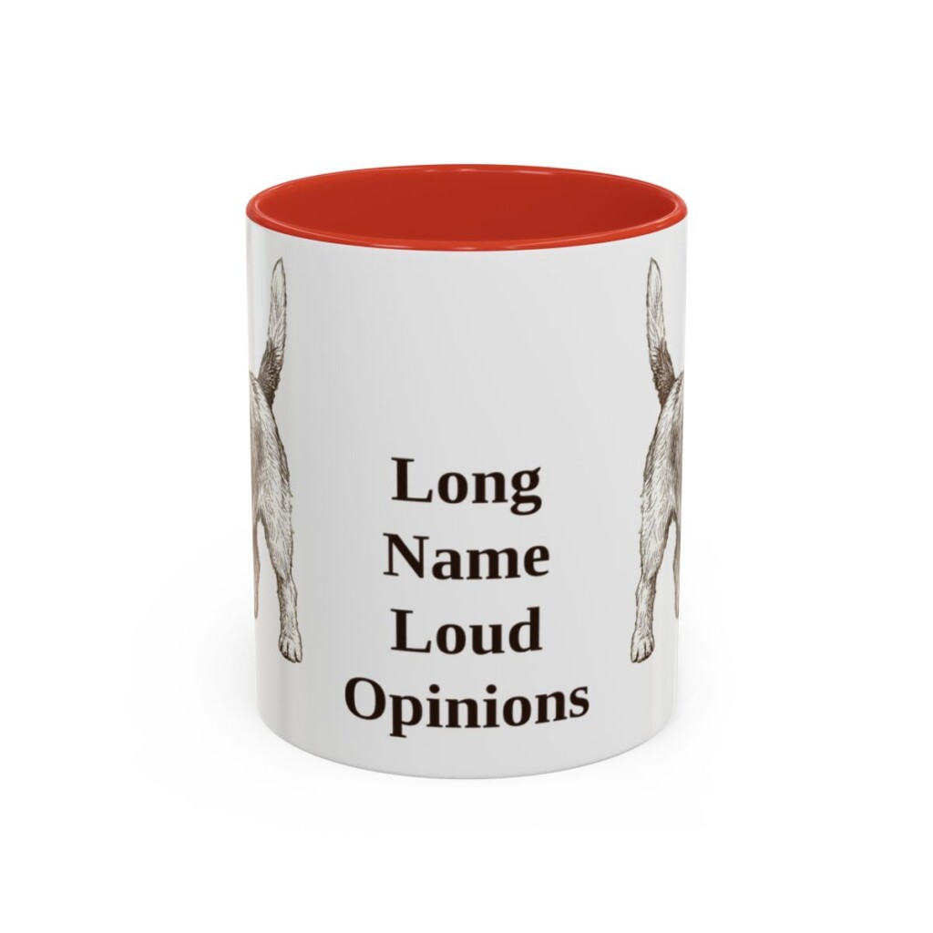11oz Funny Petit Basset Griffon Vendeen Mug, Red, front view