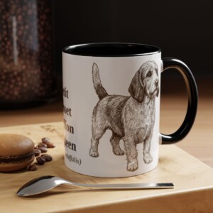 11oz Petit Basset Griffon Vendeen Latin Mug, Black, lifestyle photo