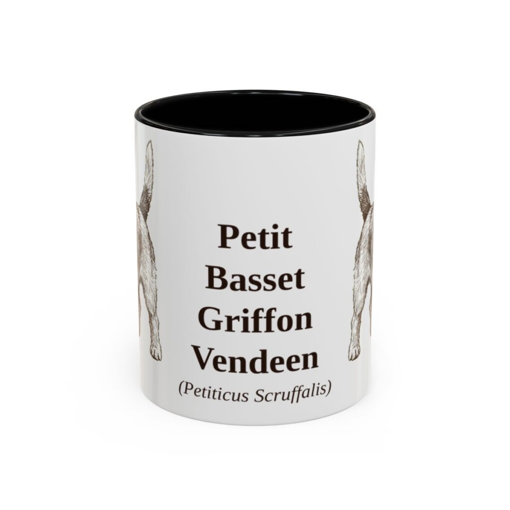 11oz Petit Basset Griffon Vendeen Latin Mug, Black, front view