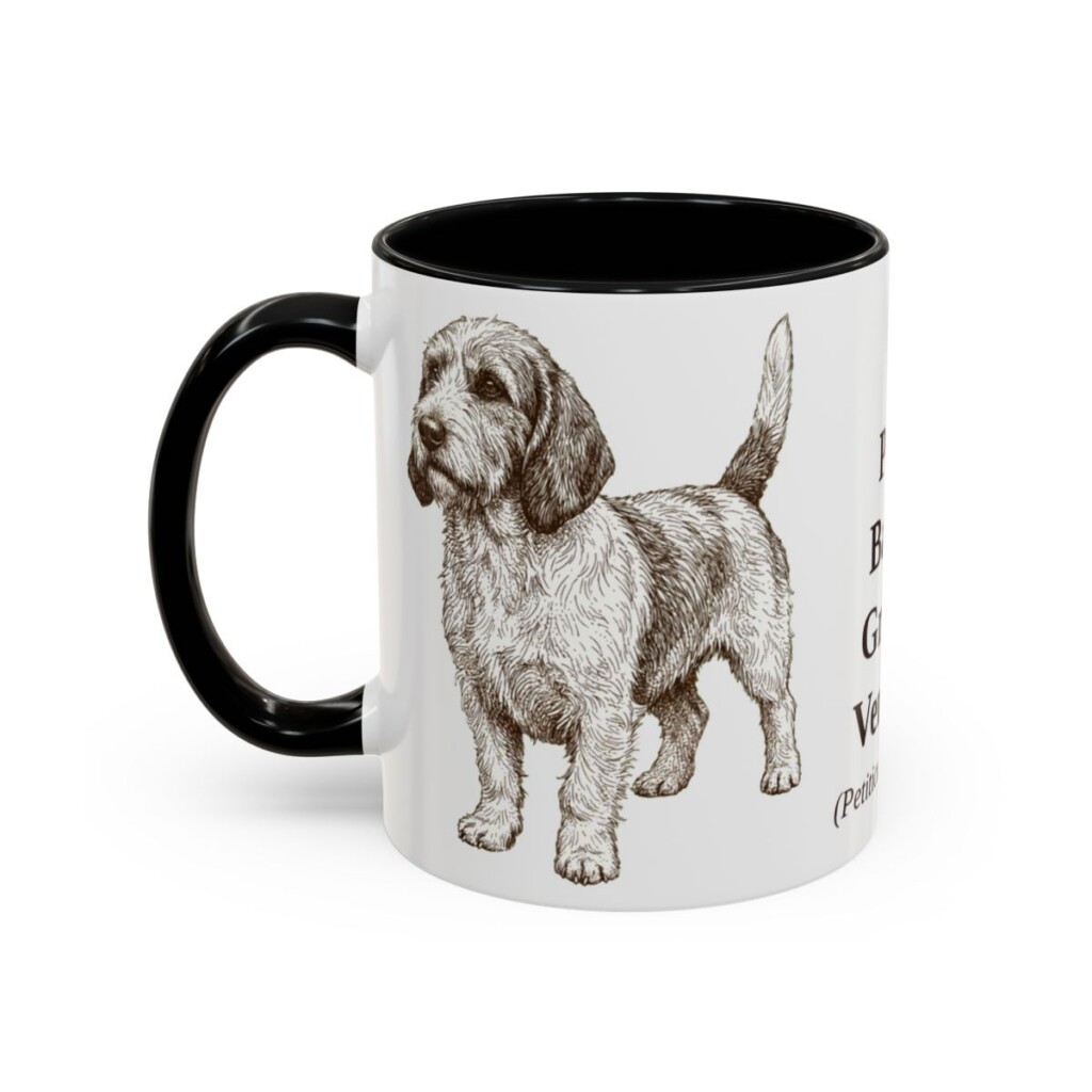11oz Petit Basset Griffon Vendeen Latin Mug, Black, left side view